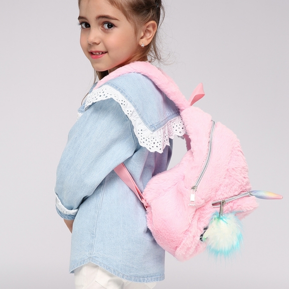 Cute Plush Unicorn Toddler Mini Travel Bag Princess Plush Backpack for Girls 1-6 - Picture 9 of 16